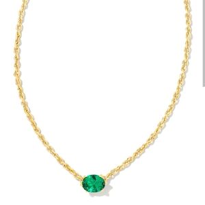Kendra Scott Cailin Gold Pendant Necklace in Green Crystal